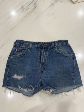 Ali Grace Distressed Blue Denim Shorts